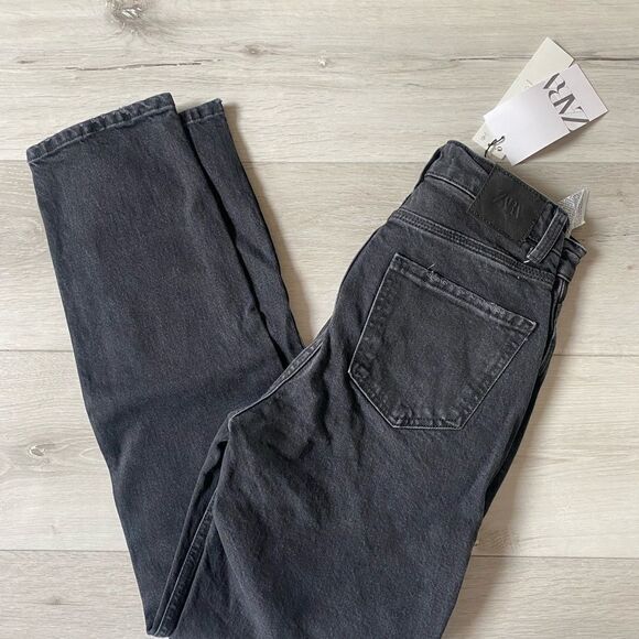 Zara High Waisted Slim Leg Ankle Length Comfort Jeans Size 2 washed black nwt - Picture 5 of 8